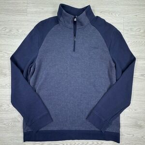 Calvin Klein Men's Pullover Quarter Zip Blue XL Heathered Raglan Sweatshirt